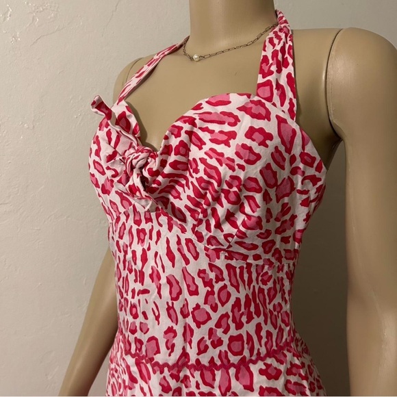 Pink leopard‐print halter dress from Tabitha (Anthropologie) - Picture 3 of 5